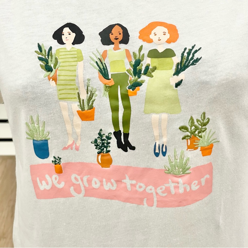 NWT XS off-white we grow together, short sleeve, crewneck plant T-shirt
